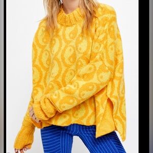 Free People Yellow YinYang Sweater M/L